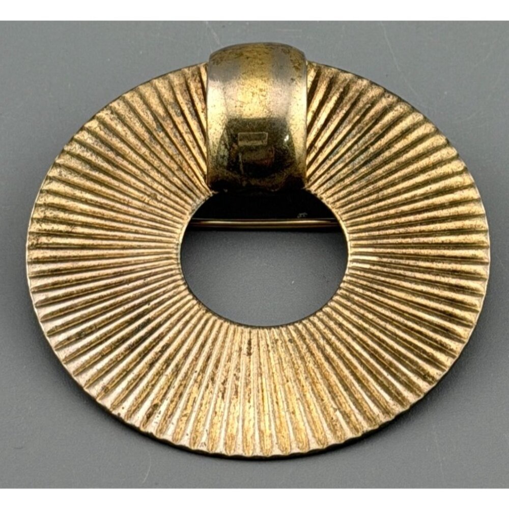 Vintage Sterling Silver Brooch Ernest Steiner Modernist Sunburst Circle 1 3/4"